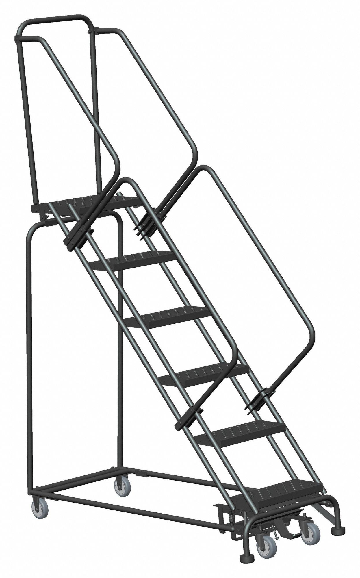 LOCKSTEP ROLLING LADDER, STEEL, 60 IN PLATFORM H, NO LOCKING MECHANISM, NO HANDRAILS, 8½ FT OVERALL HEIGHT