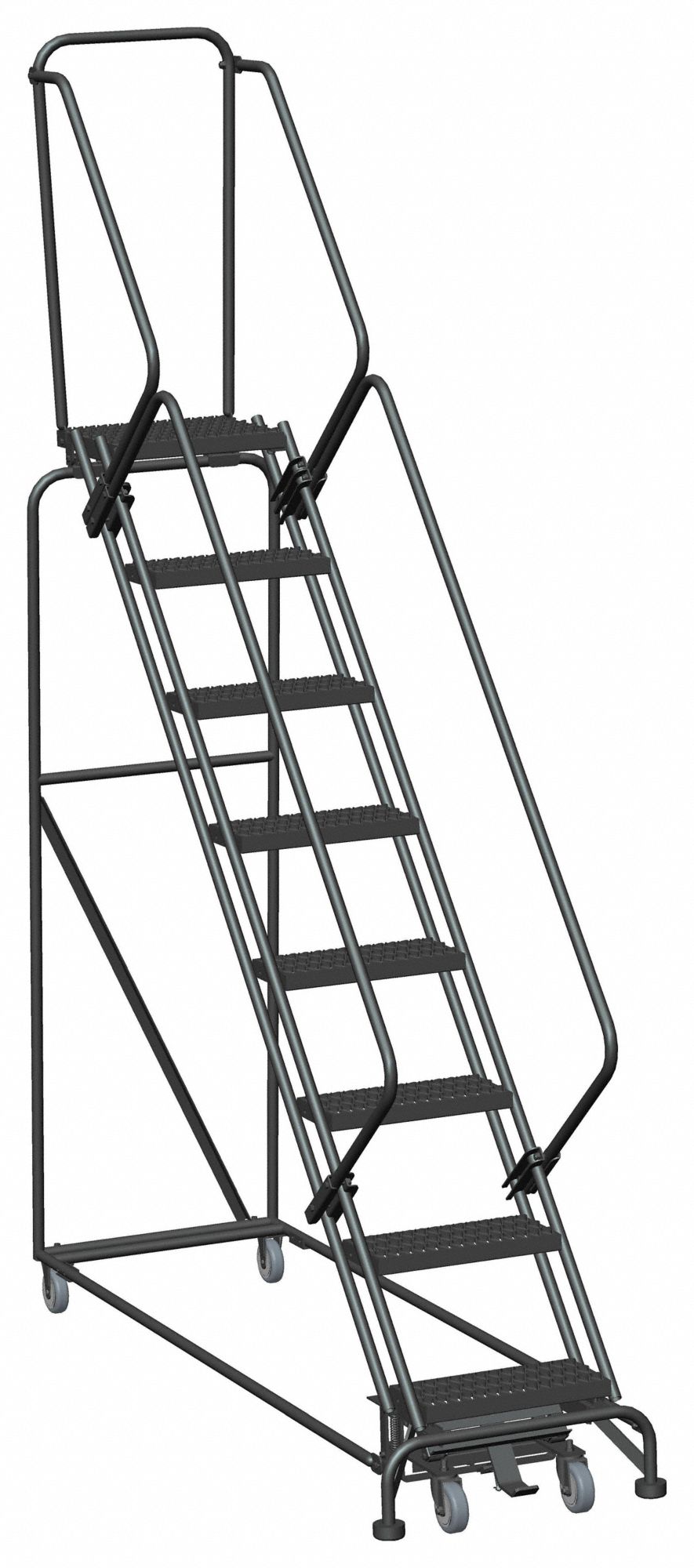 LOCKSTEP ROLLING LADDER,STEEL, 80 INH, NO LOCKING MECHANISM, NO HANDRAILS