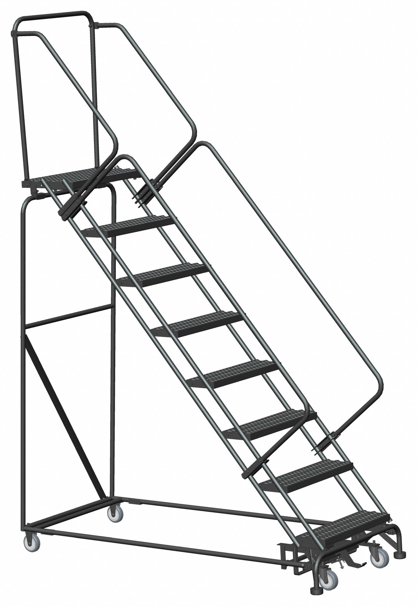 LOCKSTEP ROLLING LADDER,STEEL, 80 INH, NO LOCKING MECHANISM, NO HANDRAILS