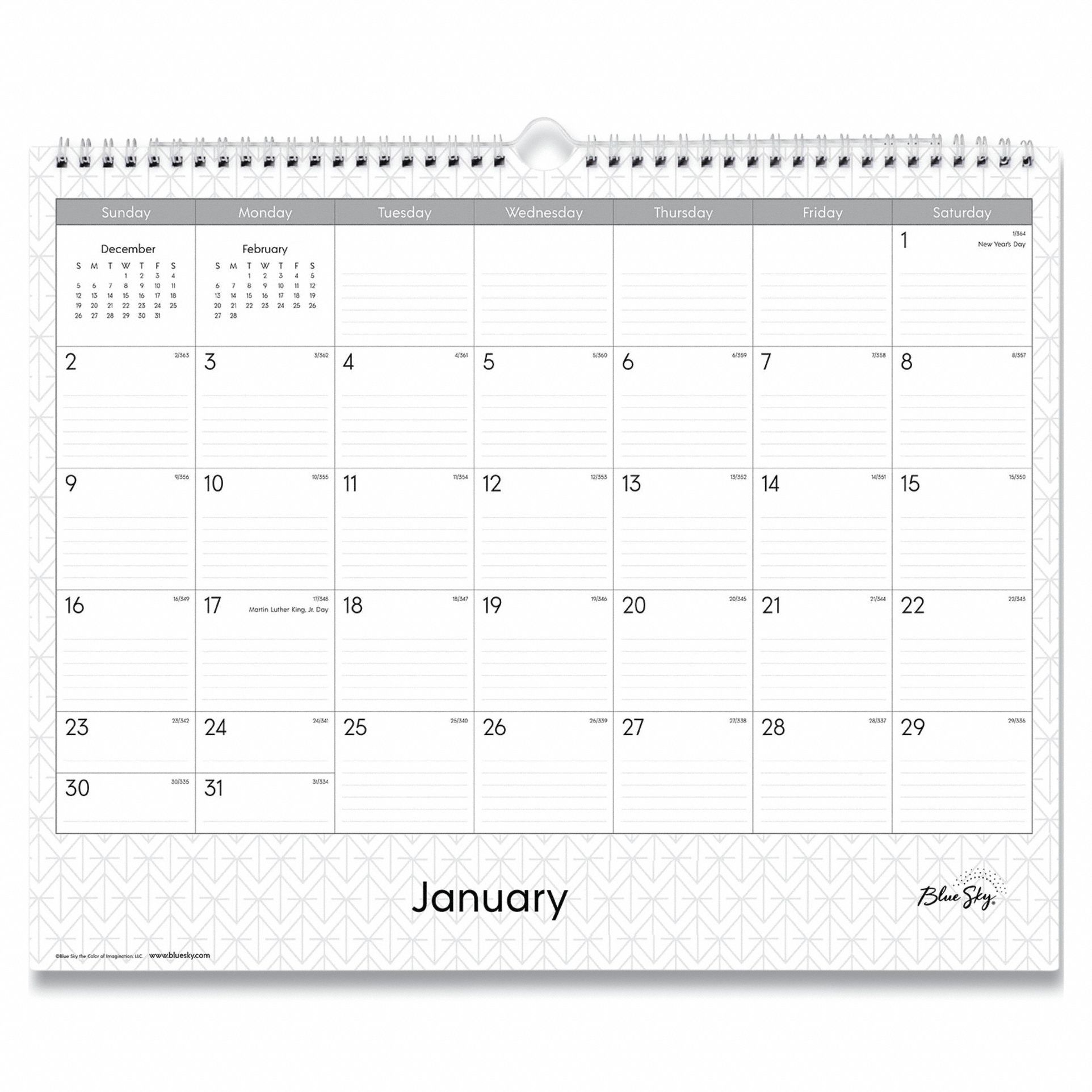 BLUE SKY, Wall Calendar 798A94BLS111292 Grainger