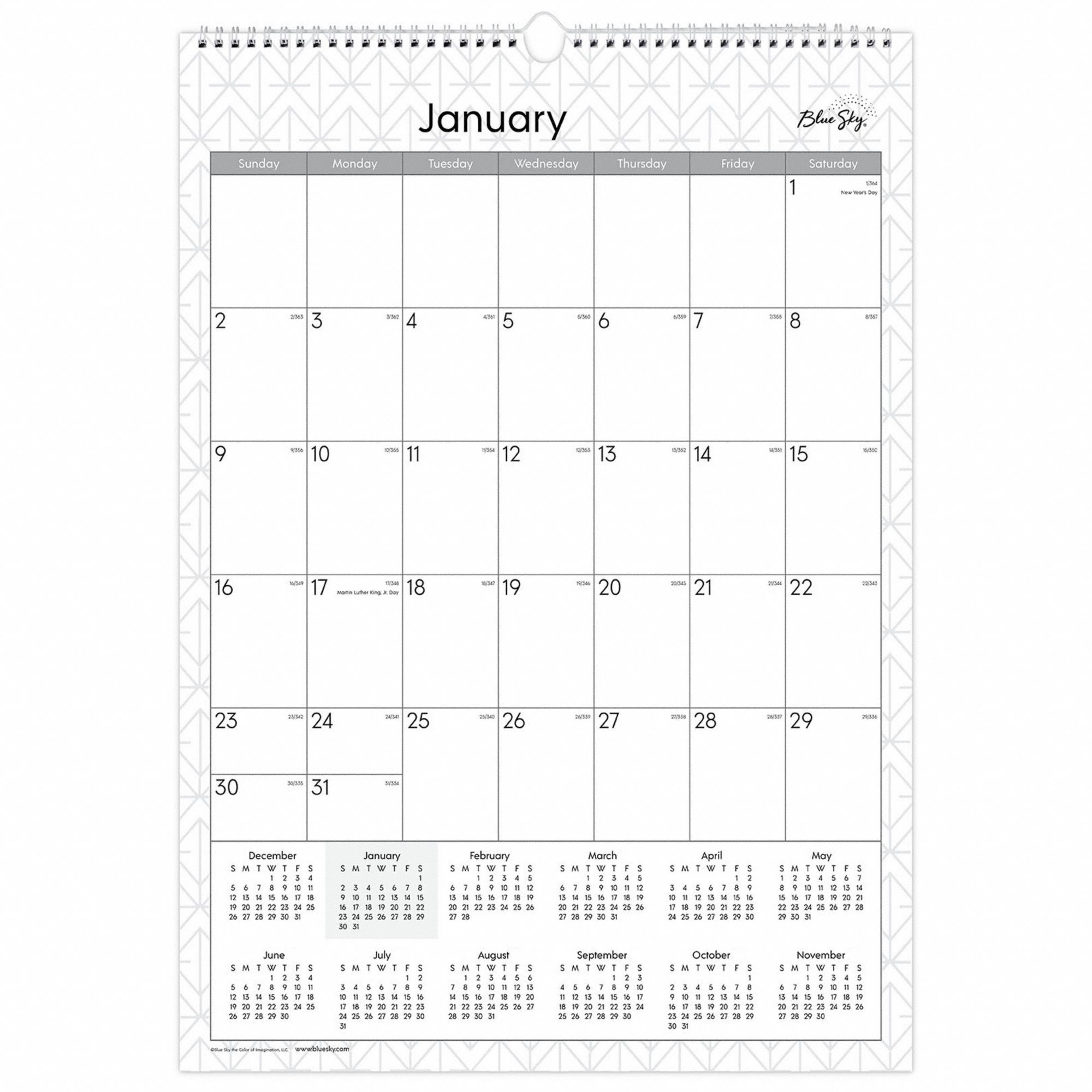 BLUE SKY, Wall Calendar 798A95BLS117373 Grainger