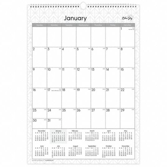 BLUE SKY, Wall Calendar - 798A95|BLS117373 - Grainger