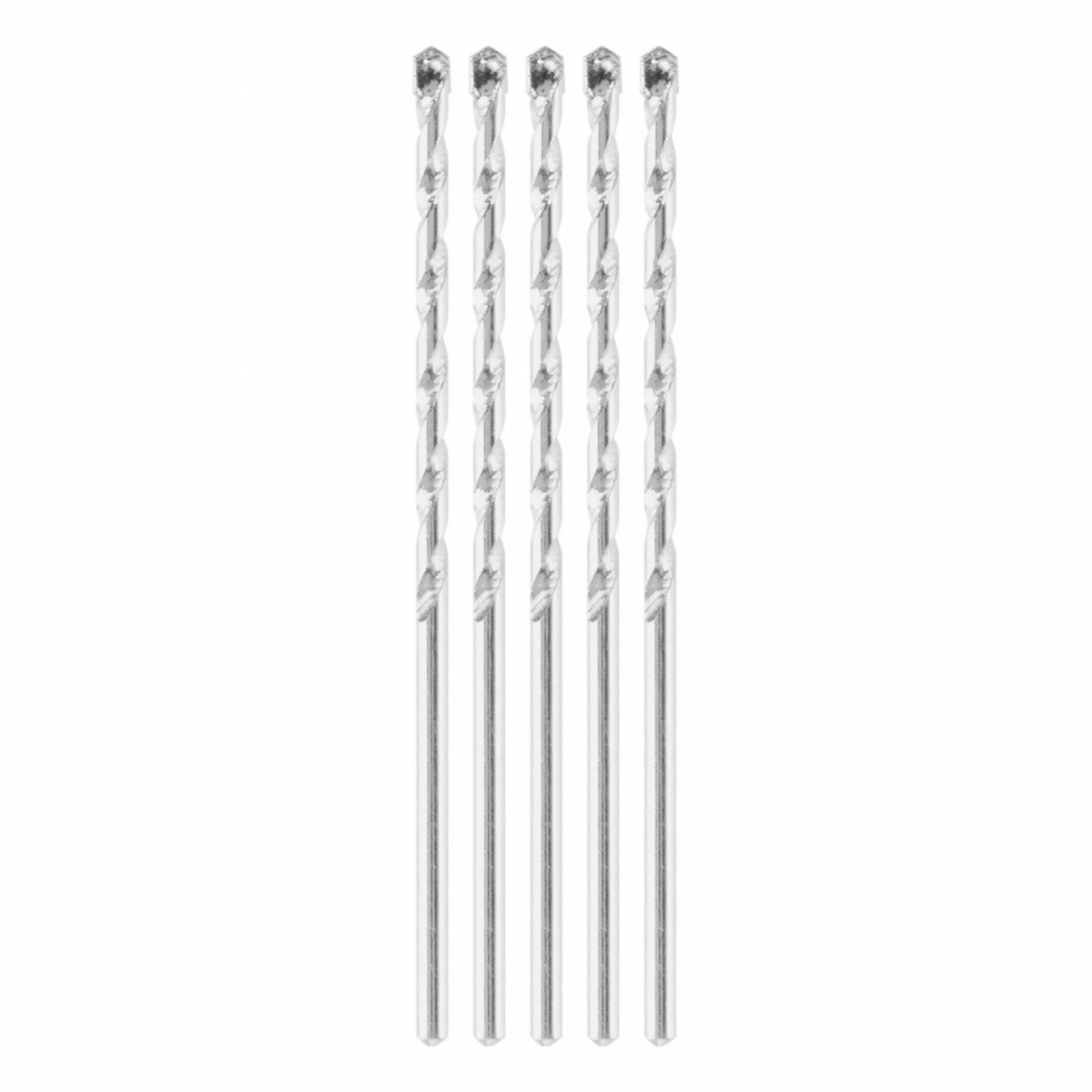 Fast Spiral Rotary Masonry Drill Bit: 1/8 in Drill Bit Size, 2 in Max Drilling Dp, 5 PK