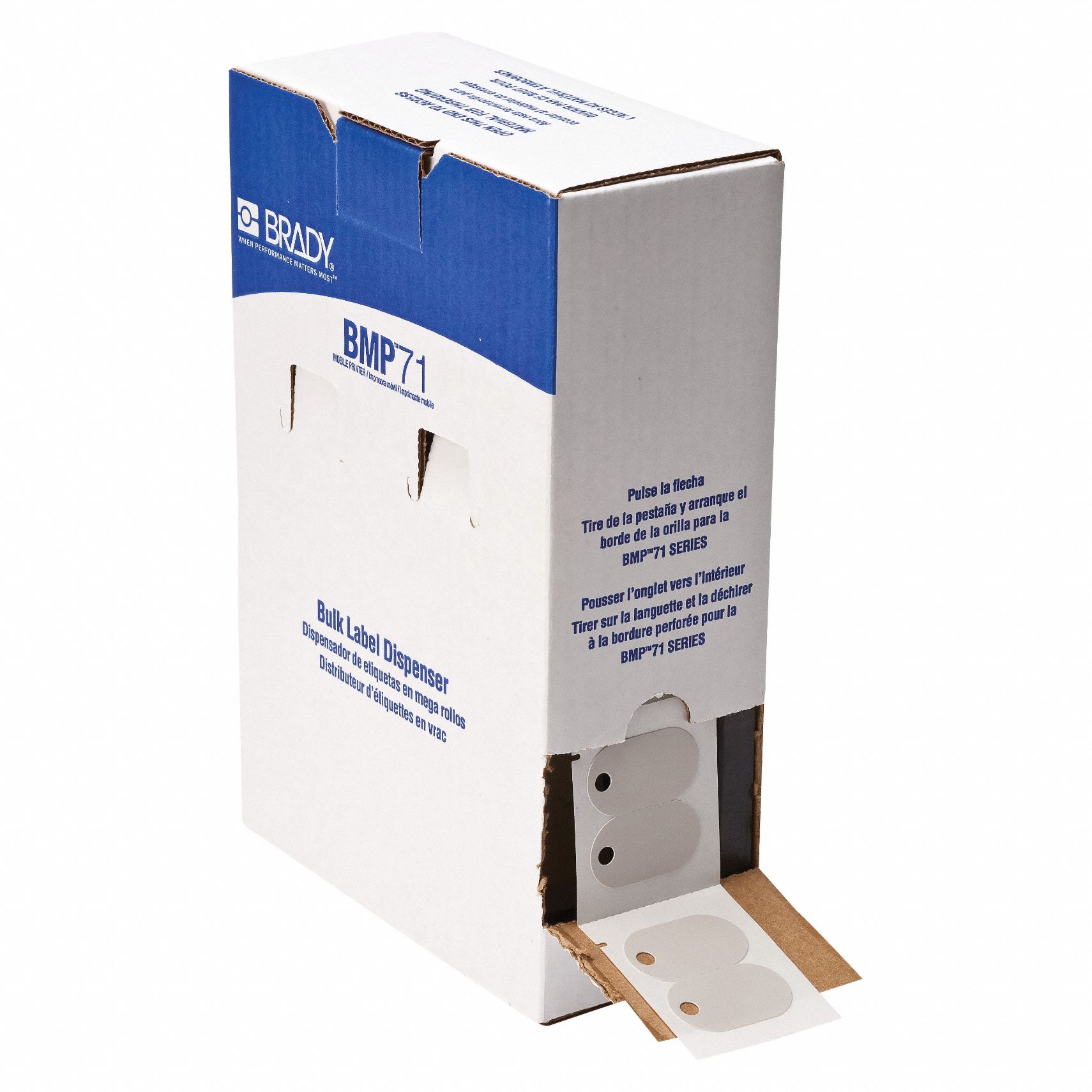 Pre-Cut Label Stock Roll: 1 in x 1 3/4 in, Polyethylene, Gray (Matte), Indoor, 1, 000 Tags per Roll