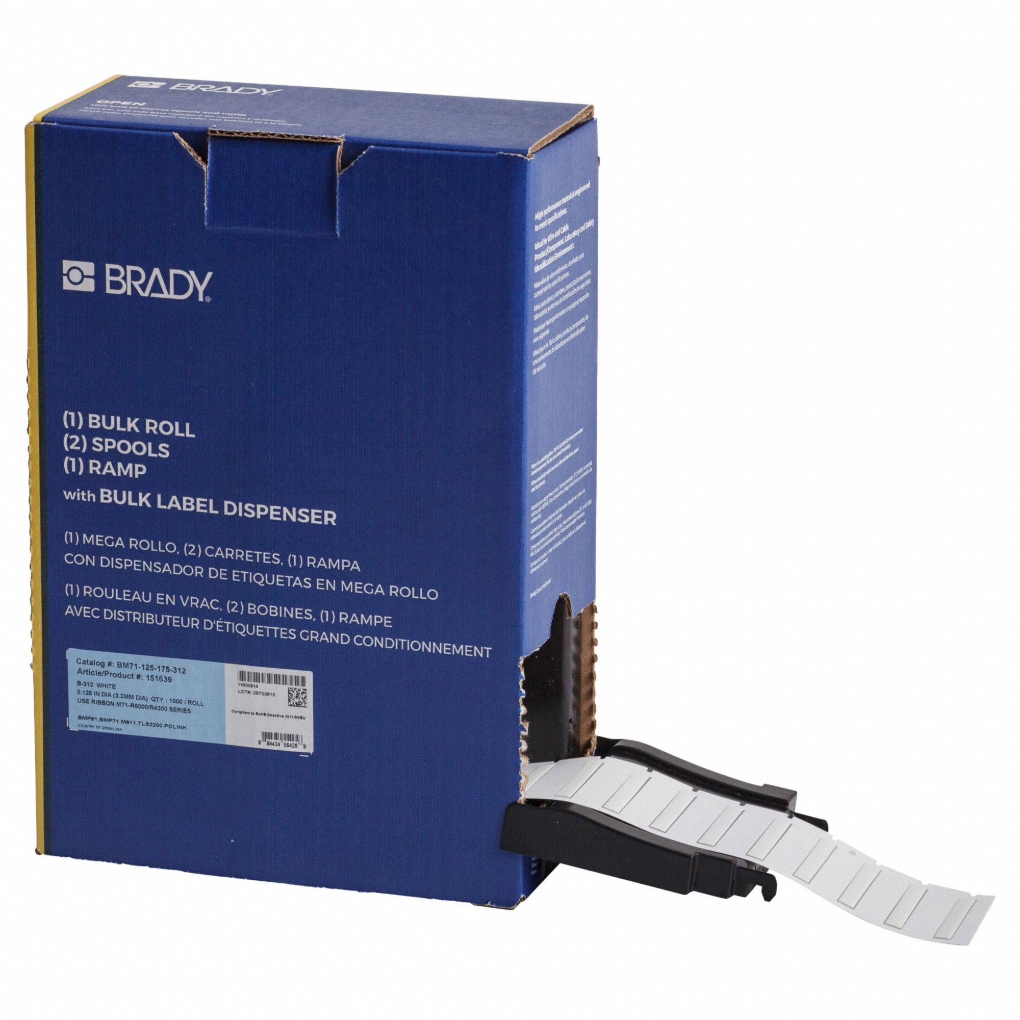 Sleeve Label: 1 3/4 in x 1/4 in, Polyolefin, White (Matte), For 16 AWG to 22 AWG Wire Gauge