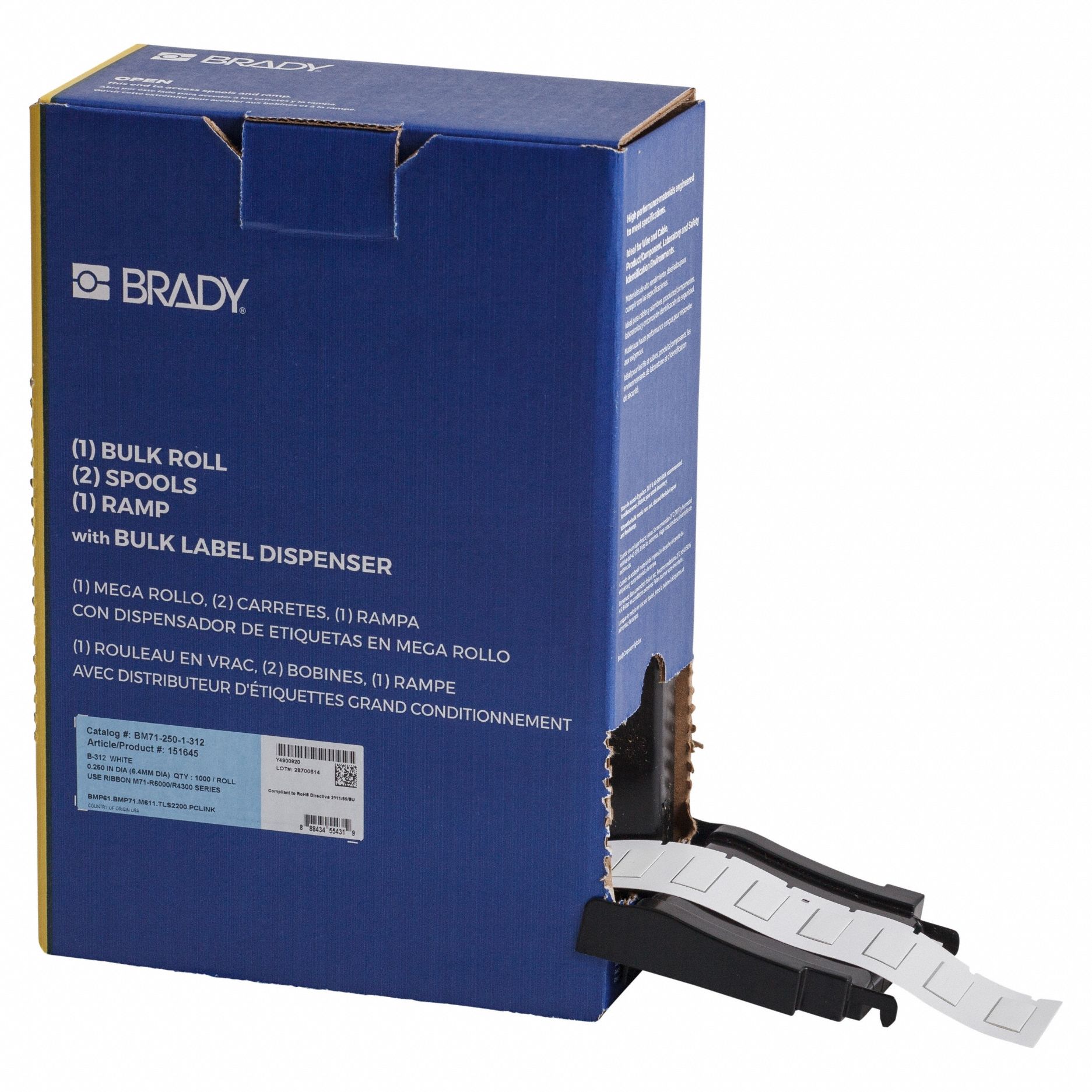 Sleeve Label: 1 in x 7/16 in, Polyolefin, White (Matte), For 8 AWG to 16 AWG Wire Gauge