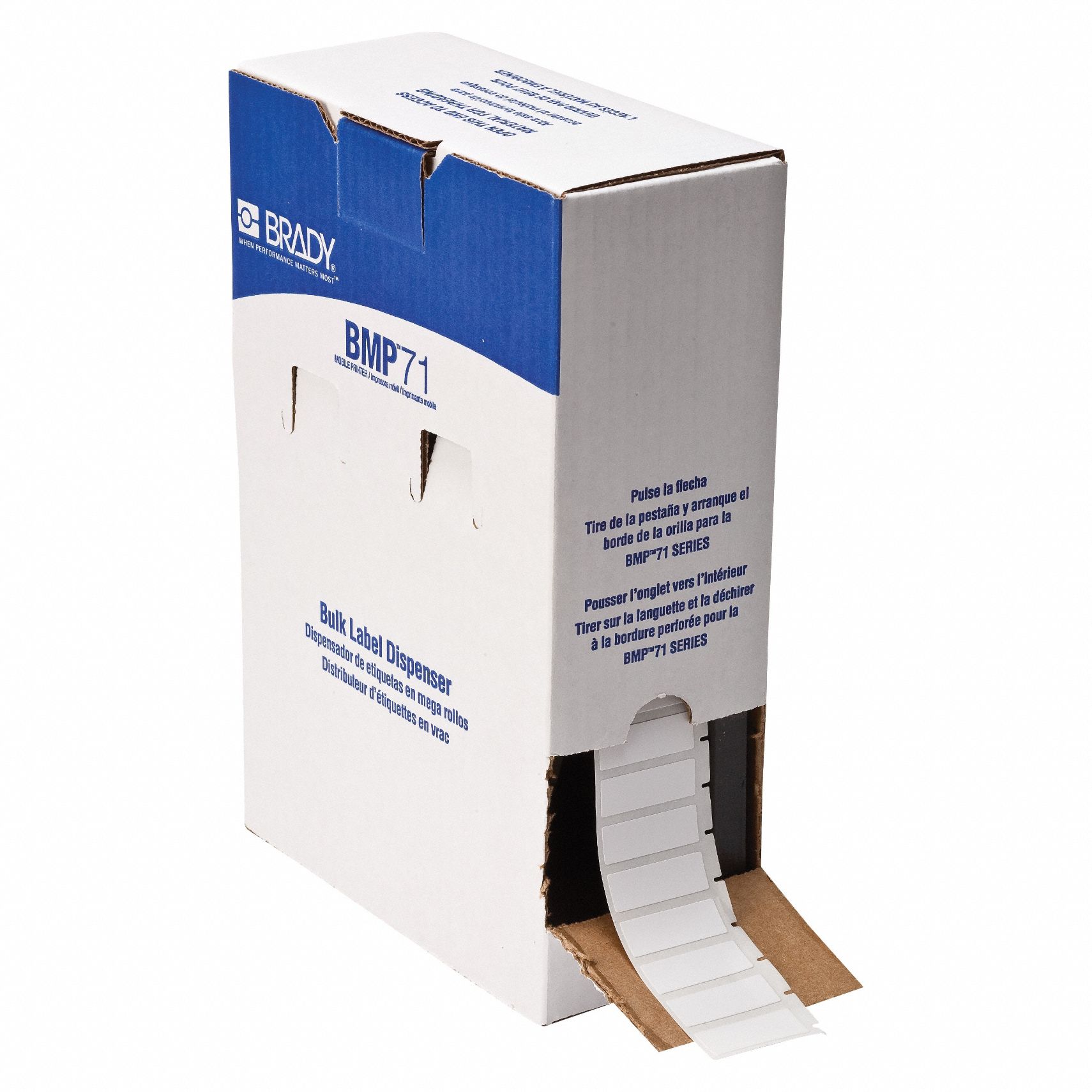 Pre-Cut Label Stock Roll: 1/2 in x 1 1/2 in, 1 1/2 in x 1/2 in, Polyester, White (Gloss)