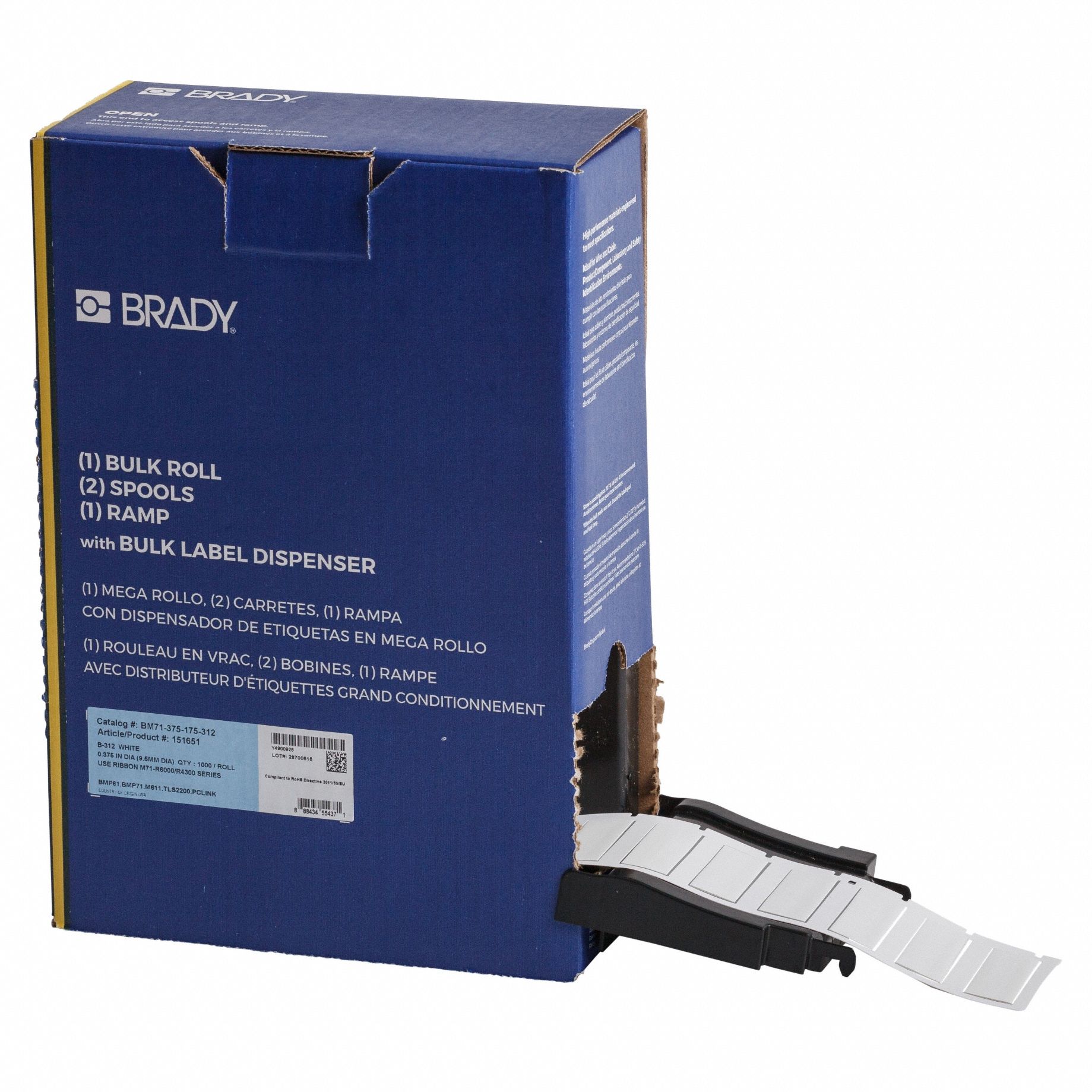 Sleeve Label: 1 3/4 in x 21/32 in, Polyolefin, White (Matte), For 4 AWG to 12 AWG Wire Gauge