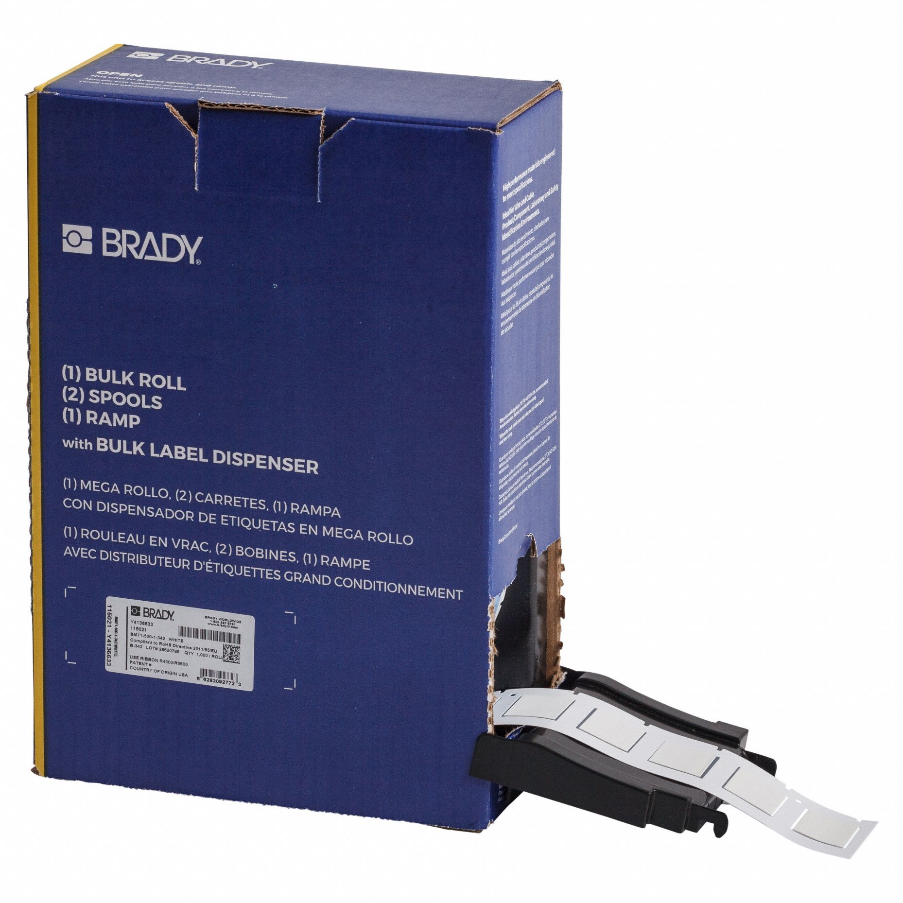 Sleeve Label: 1 in x 27/32 in, Polyolefin, White (Matte), For 1 AWG to 8 AWG Wire Gauge