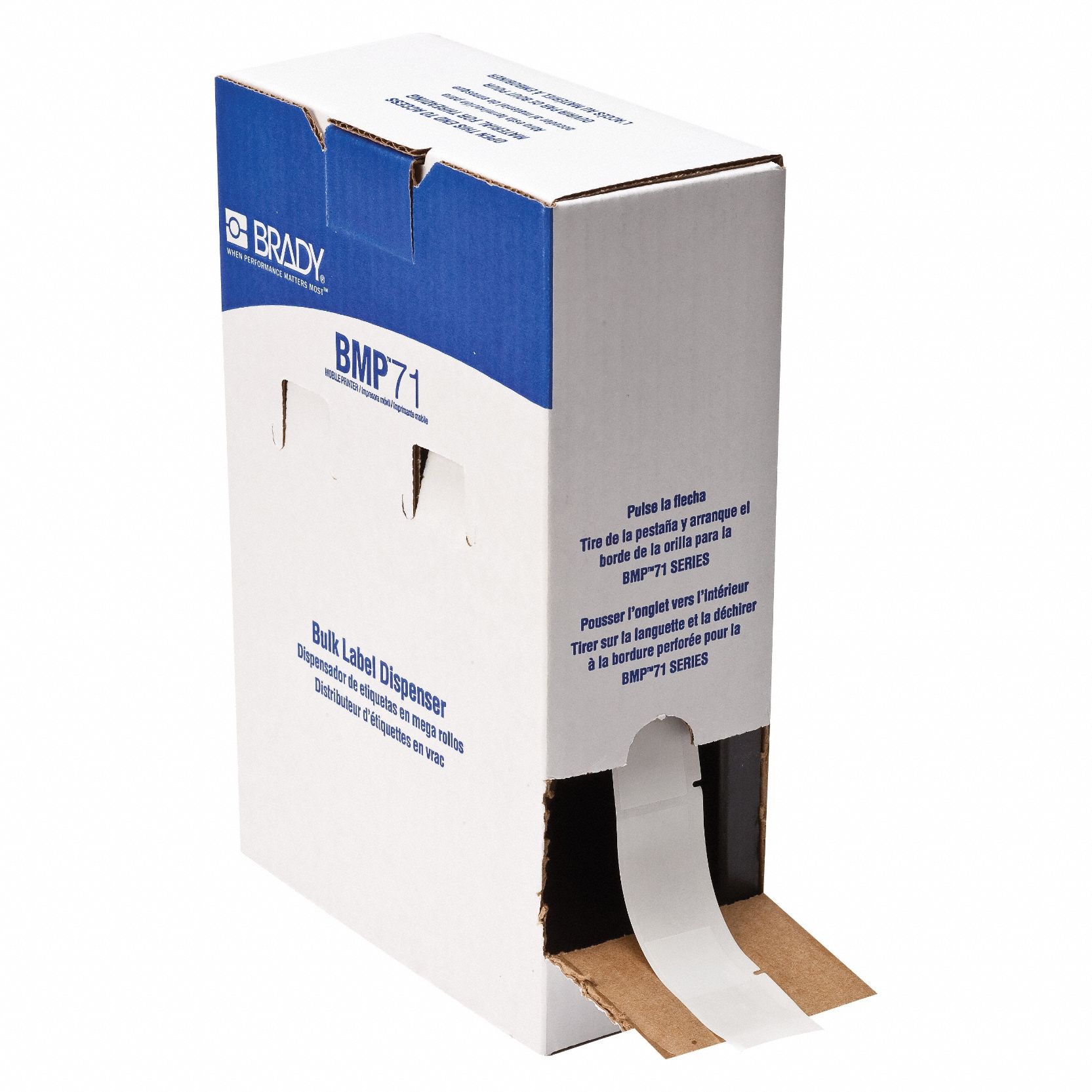 Pre-Cut Label Stock Roll: 1 in Label Ht, 2 5/8 in Label Wd, 1 in Roll Lg, Clear/White