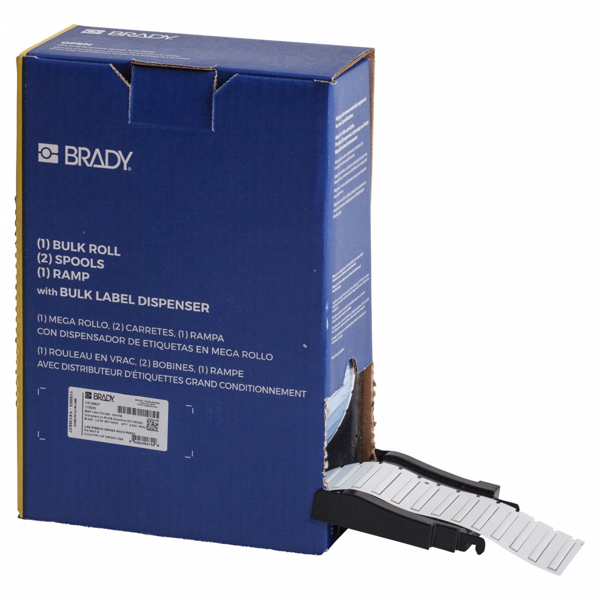 Sleeve Label: 1 3/4 in x 3/16 in, Polyolefin, White (Matte), For 20 AWG to 28 AWG Wire Gauge