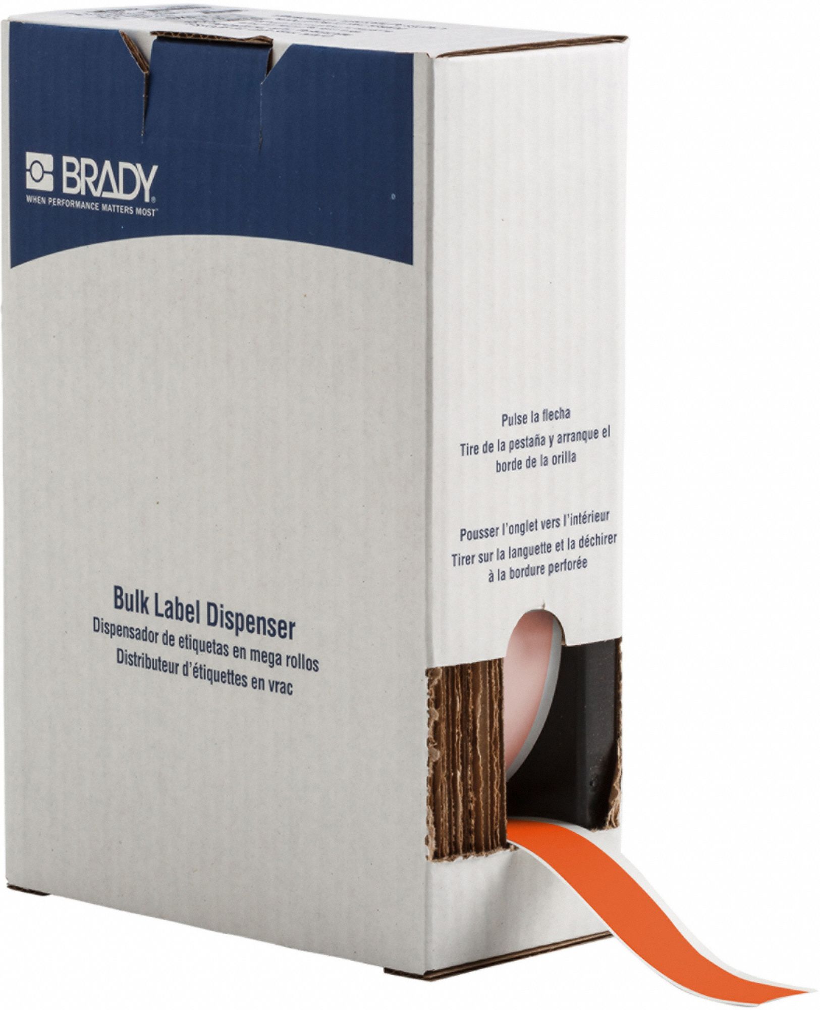 Continuous Label Stock: 1 in x 75 ft, Plastic, Orange (Gloss), Outdoor