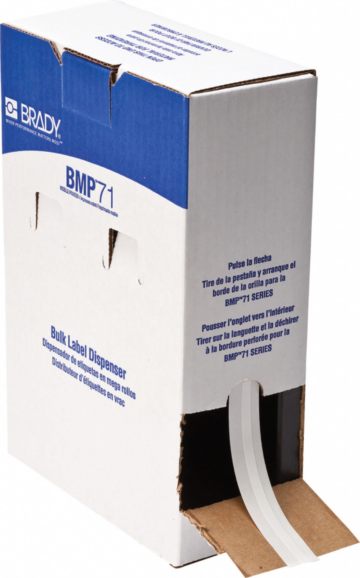 Continuous Label Stock: 15/64 in, 15/64 in x 275 ft, Vinyl, White