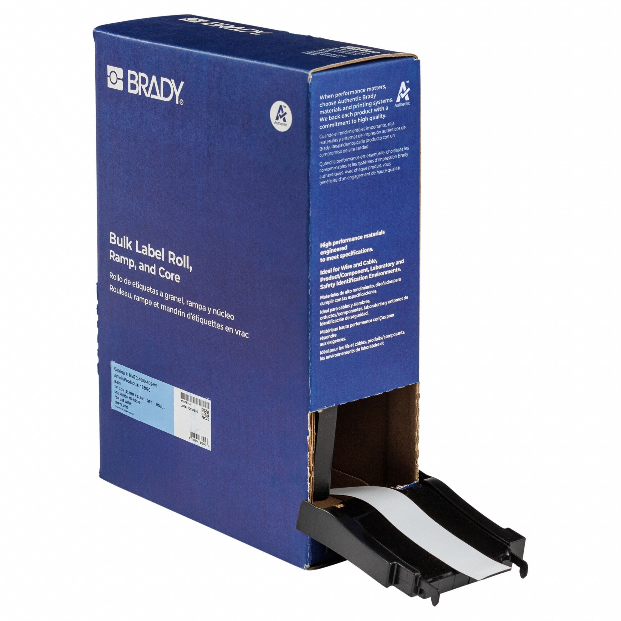 Continuous Label Stock: 1 in x 25 ft, Polyester, White (Matte), Outdoor