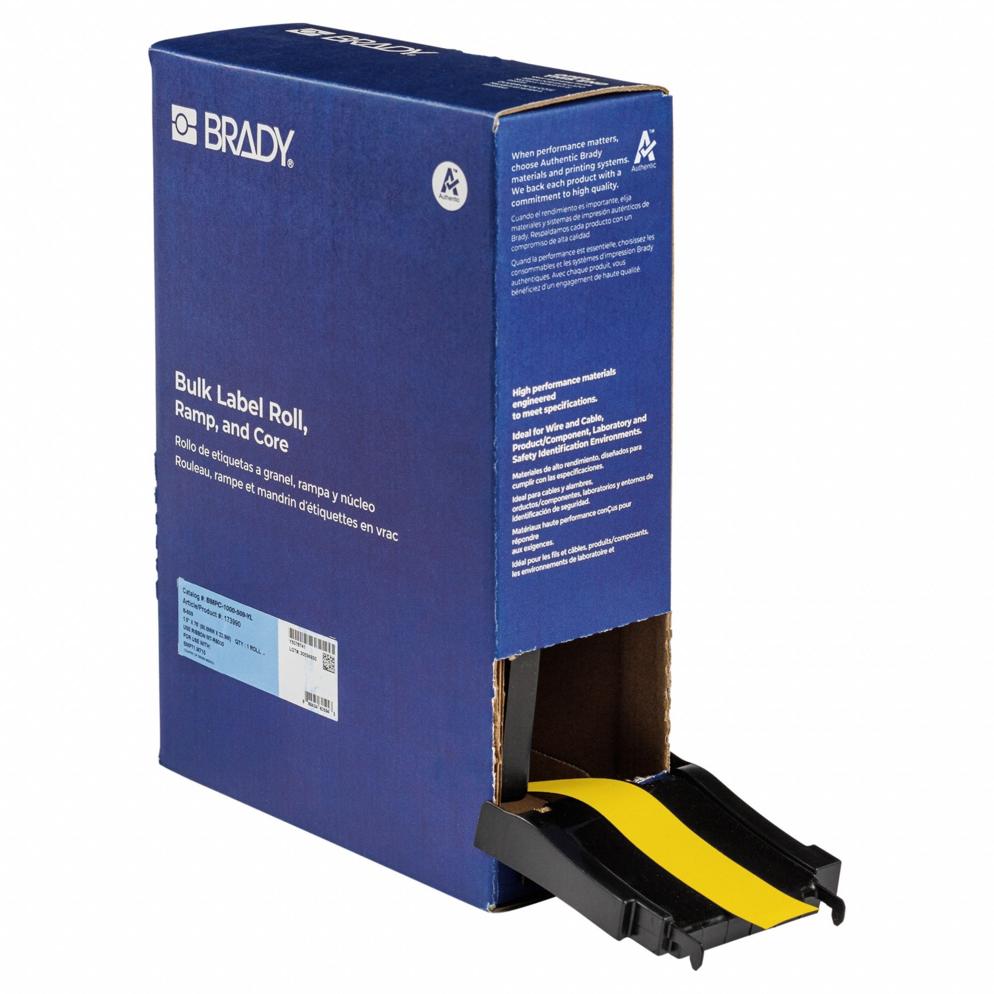 Continuous Label Stock: 1 in x 25 ft, Polyester, Yellow (Matte), Outdoor