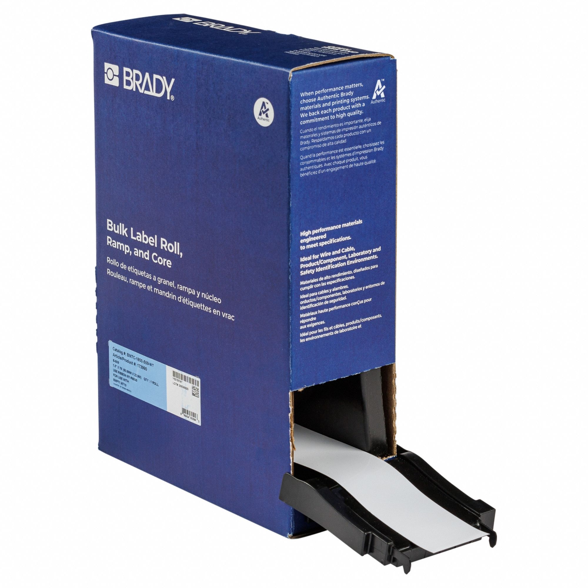 Continuous Label Stock: 1 51/64 in x 25 ft, Polyester, White (Matte), Outdoor