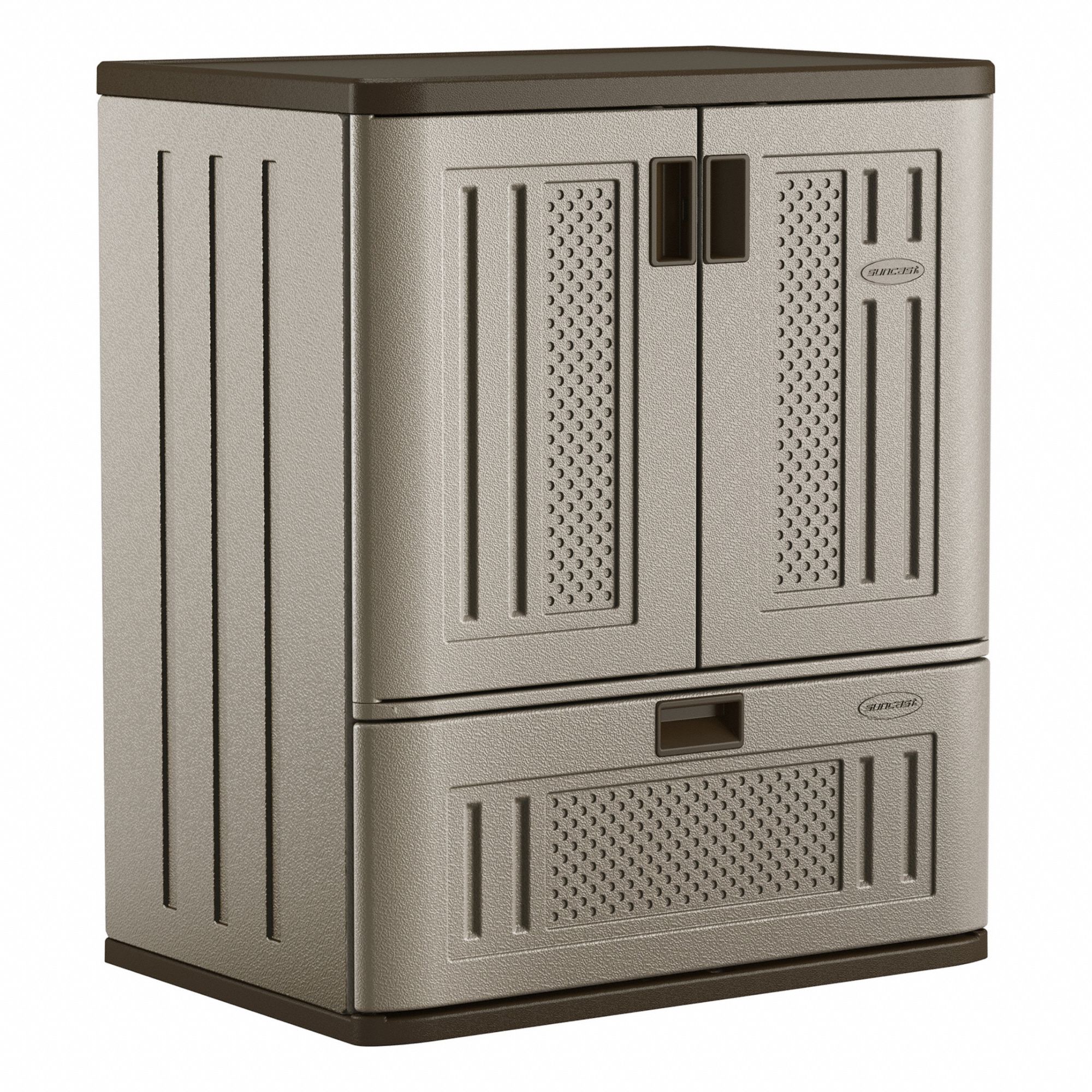 Plastic Storage Cabinet: 30 in x 20 in x 36 in, 1 Fixed and 1 Adj, Solid, Frame, Unassembled