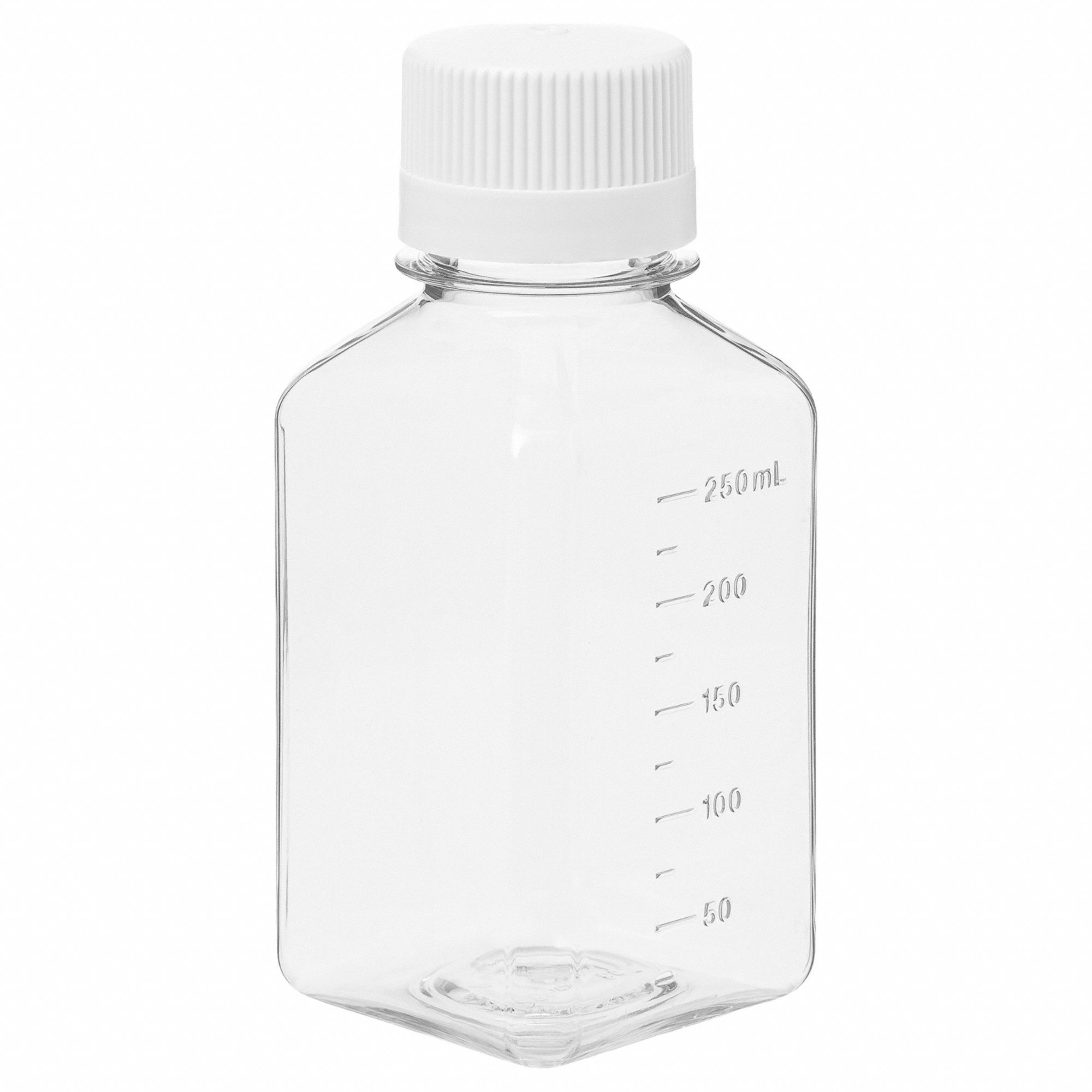 PETG Bottle: PETG, 8 fl oz Capacity - oz, 250 mL Capacity - mL, Closure Included, Sterile, HDPE