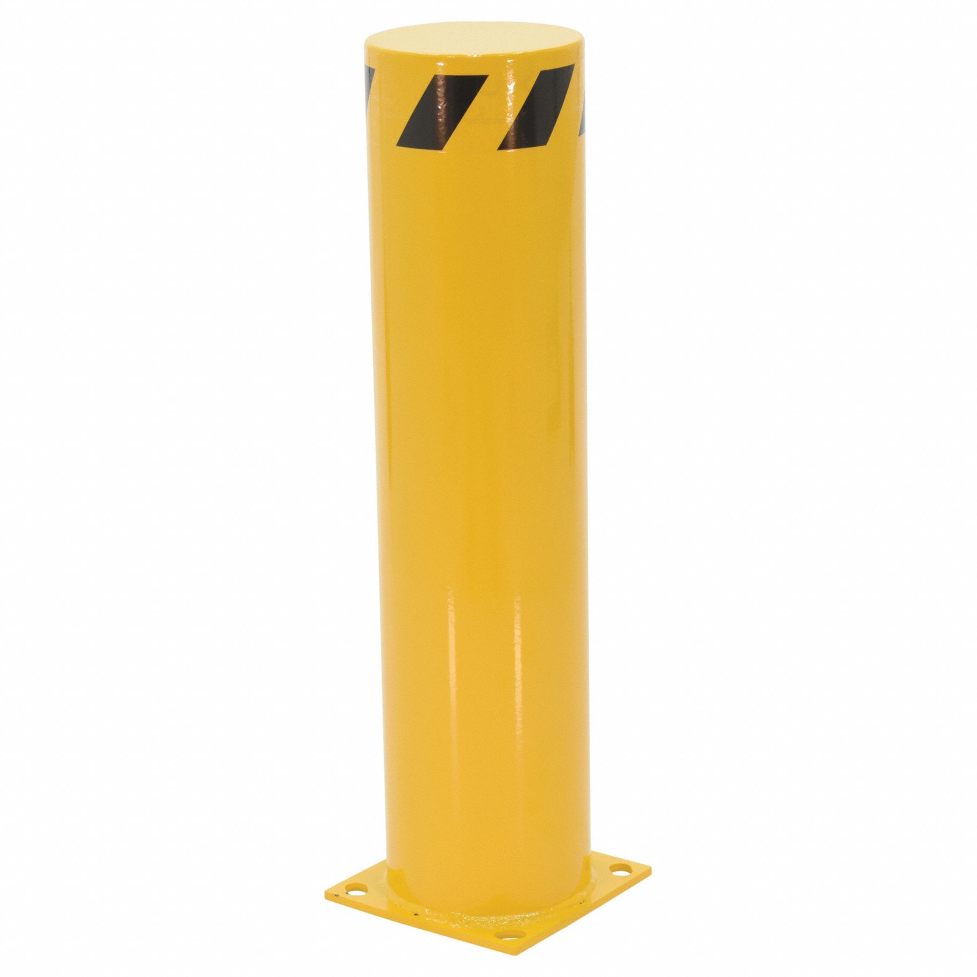 Bollard: Bolt-On, 36 in Install Ht, 8 1/2 in Dia, Carbon Steel, Yellow