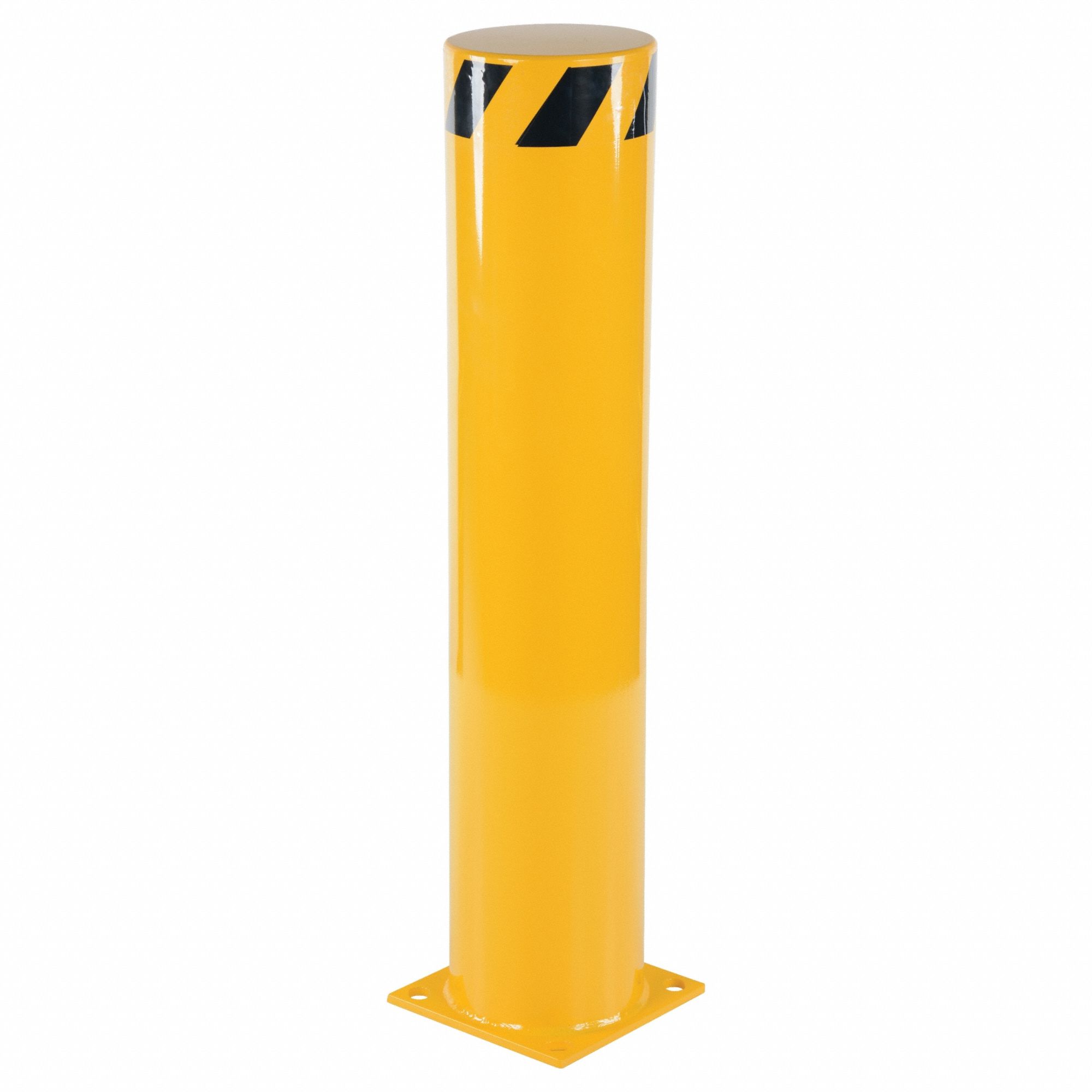 Bollard: Bolt-On, 42 in Install Ht, 8 1/2 in Dia, Carbon Steel, Yellow