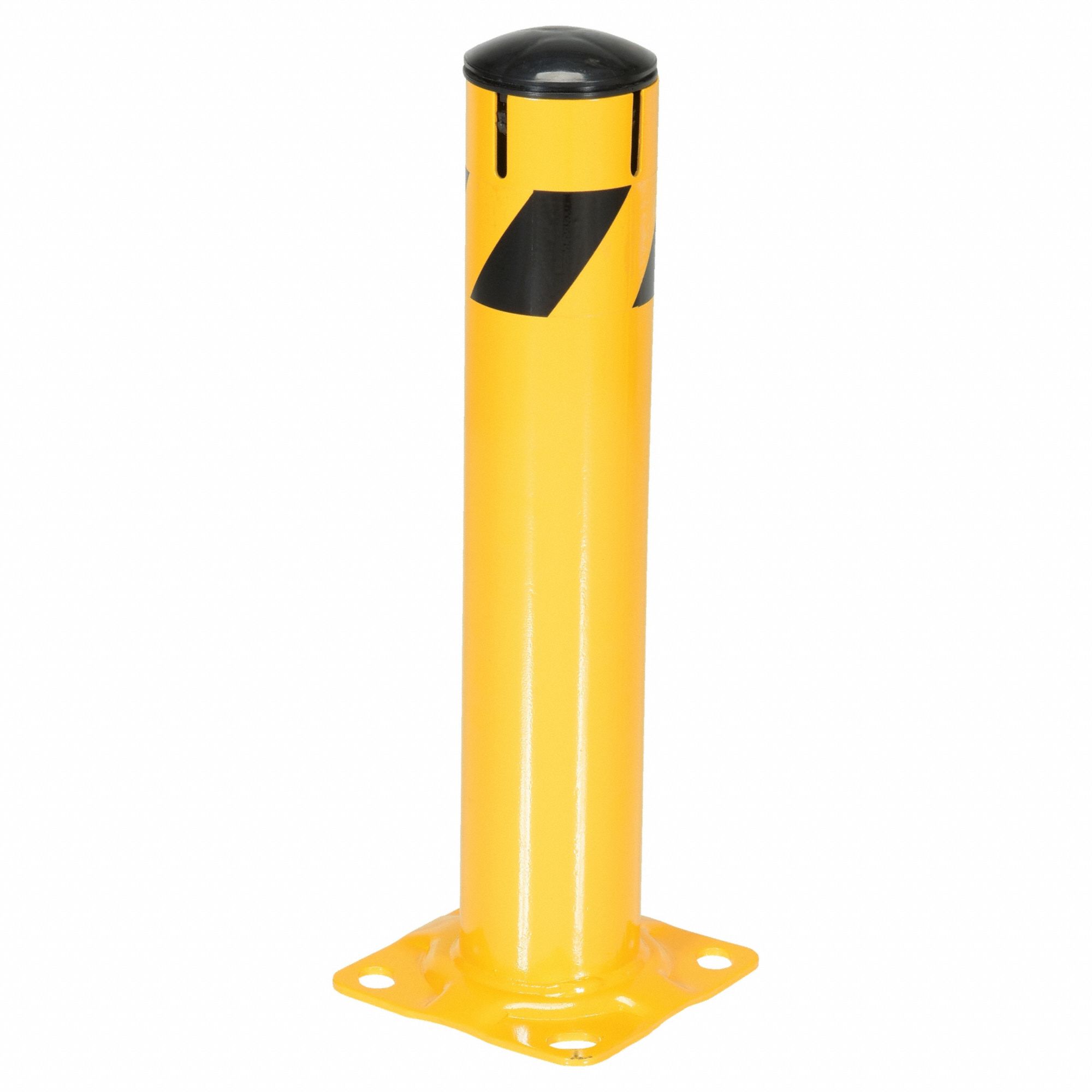 Bollard: Bolt-On, 24 in Install Ht, 4 1/2 in Dia, Carbon Steel, Yellow