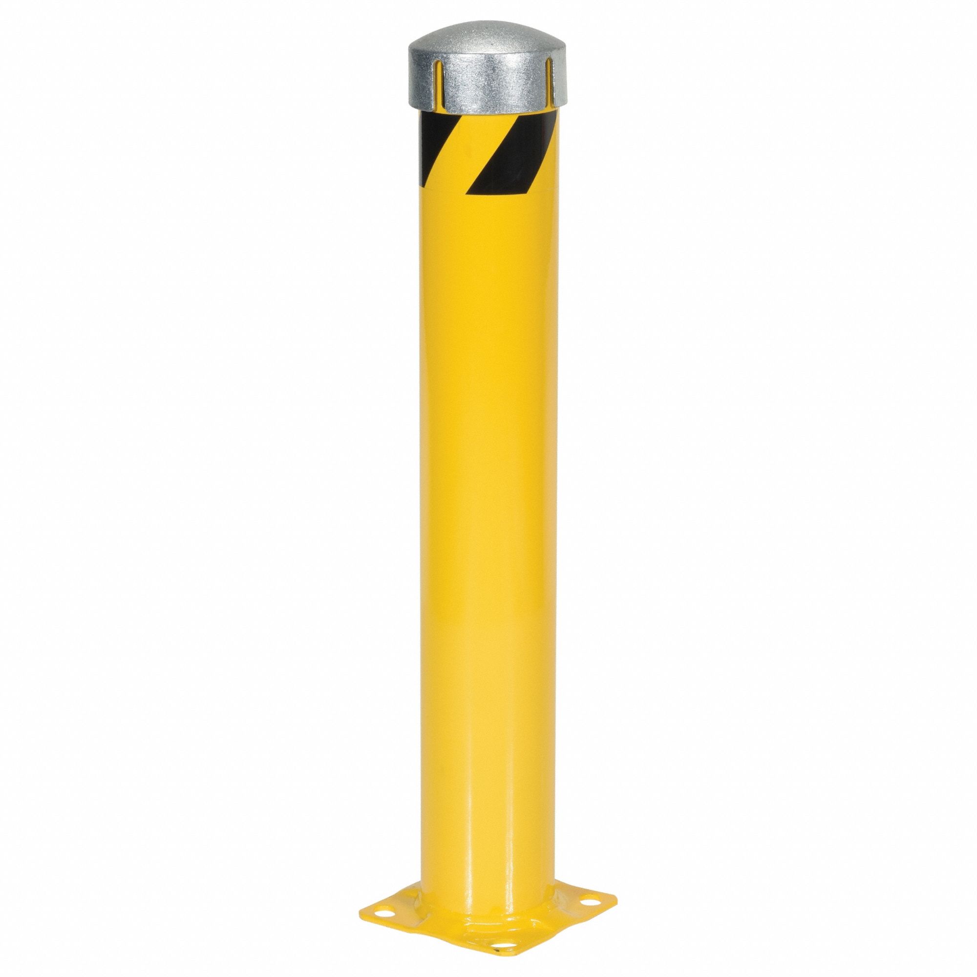Bollard: Bolt-On, 36 in Install Ht, 5 1/2 in Dia, Carbon Steel, Yellow