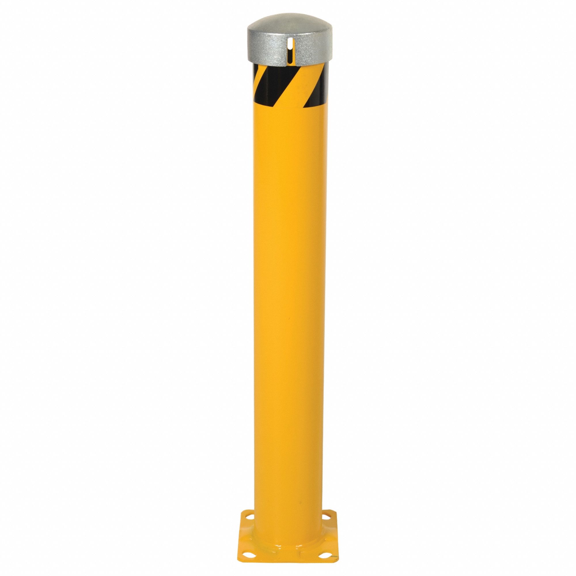 Bollard: Bolt-On, 42 in Install Ht, 5 1/2 in Dia, Carbon Steel, Yellow