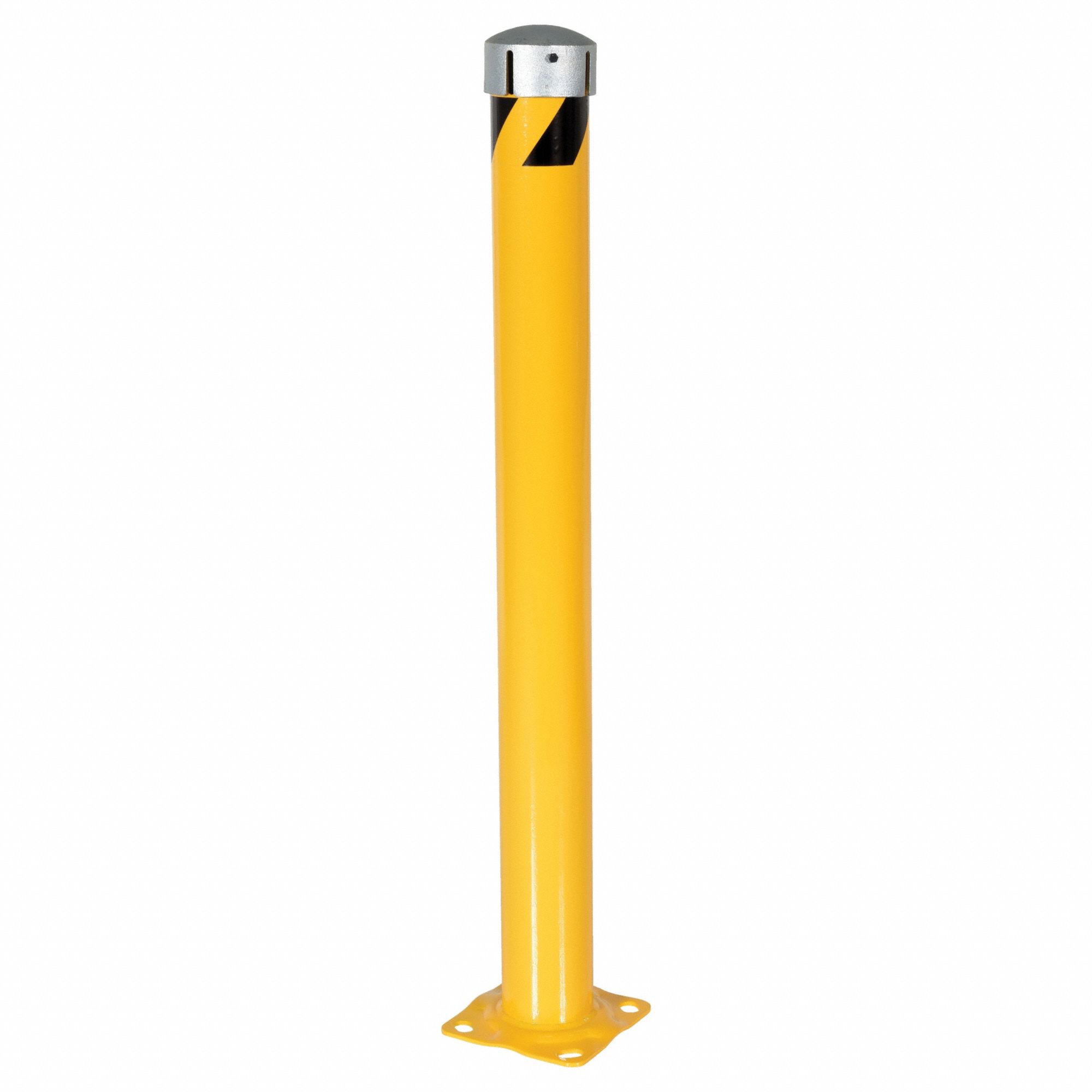 Bollard: Bolt-On, 48 in Install Ht, 4 1/2 in Dia, Carbon Steel, Yellow