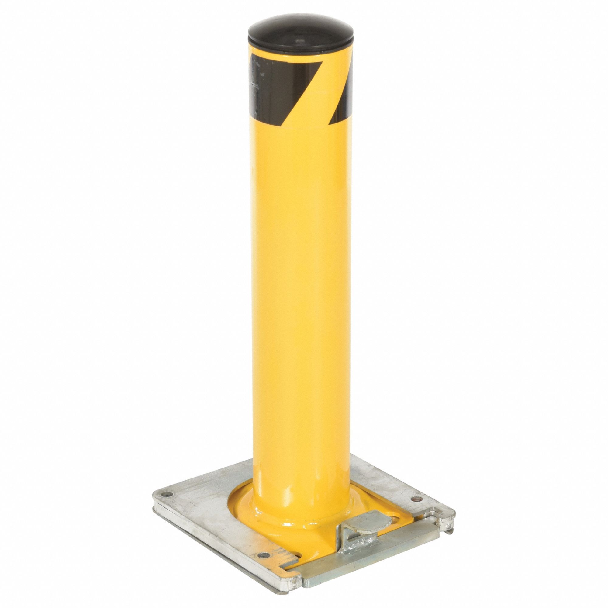 Removable Bollard: Bolt-On, 24 in Install Ht, 5 1/2 in Dia, Carbon Steel, Yellow
