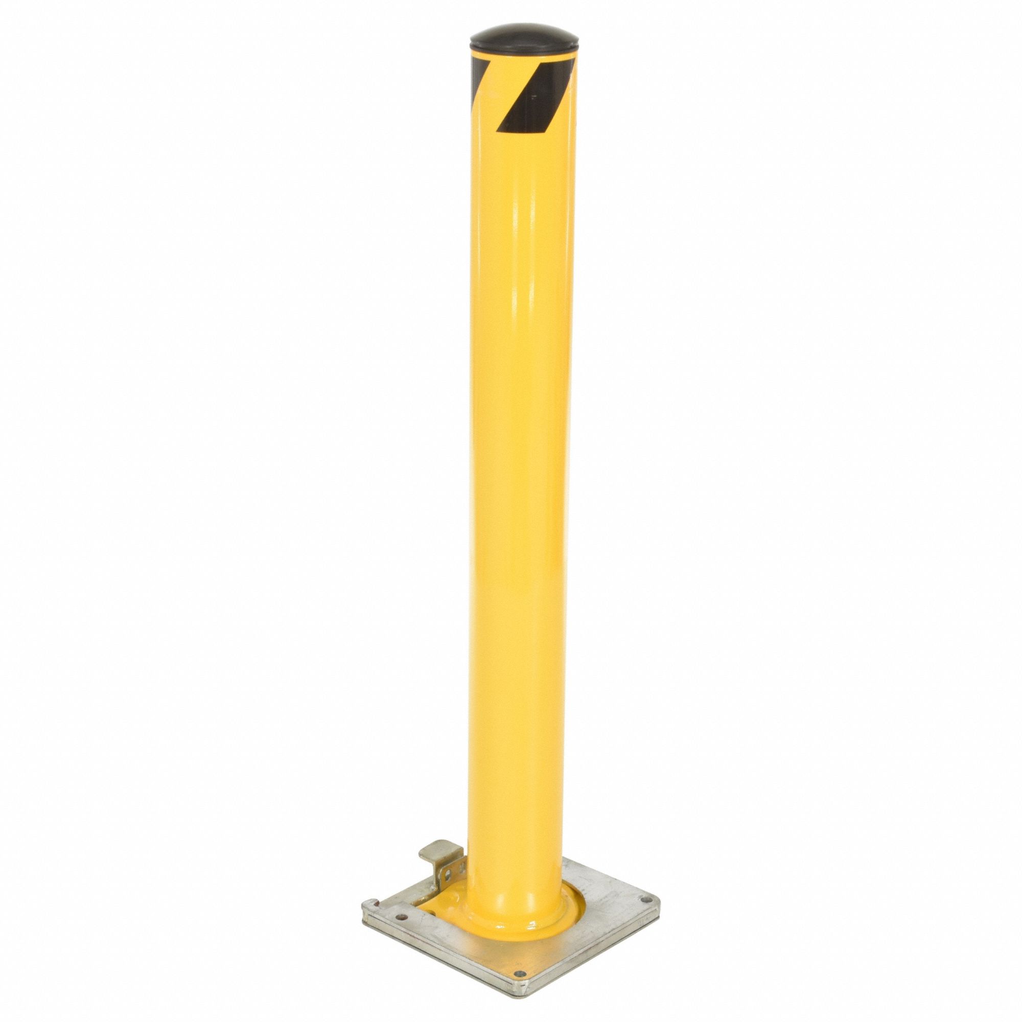 Removable Bollard: Bolt-On, 42 in Install Ht, 4 1/2 in Dia, Carbon Steel, Yellow