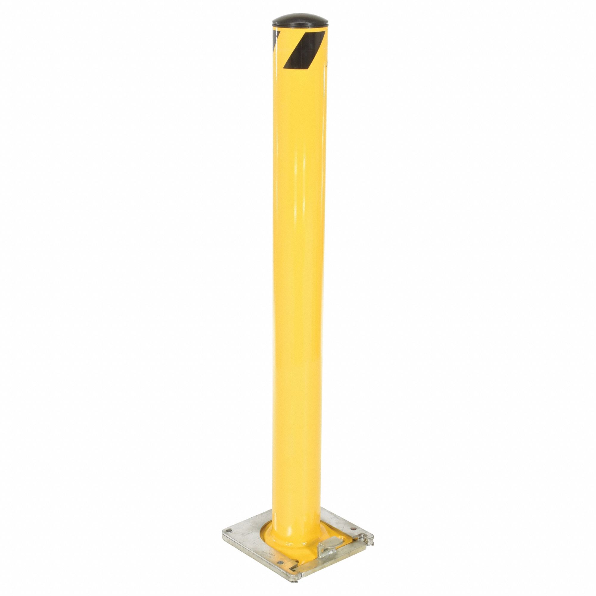 Removable Bollard: Bolt-On, 48 in Install Ht, 4 1/2 in Dia, Carbon Steel, Yellow