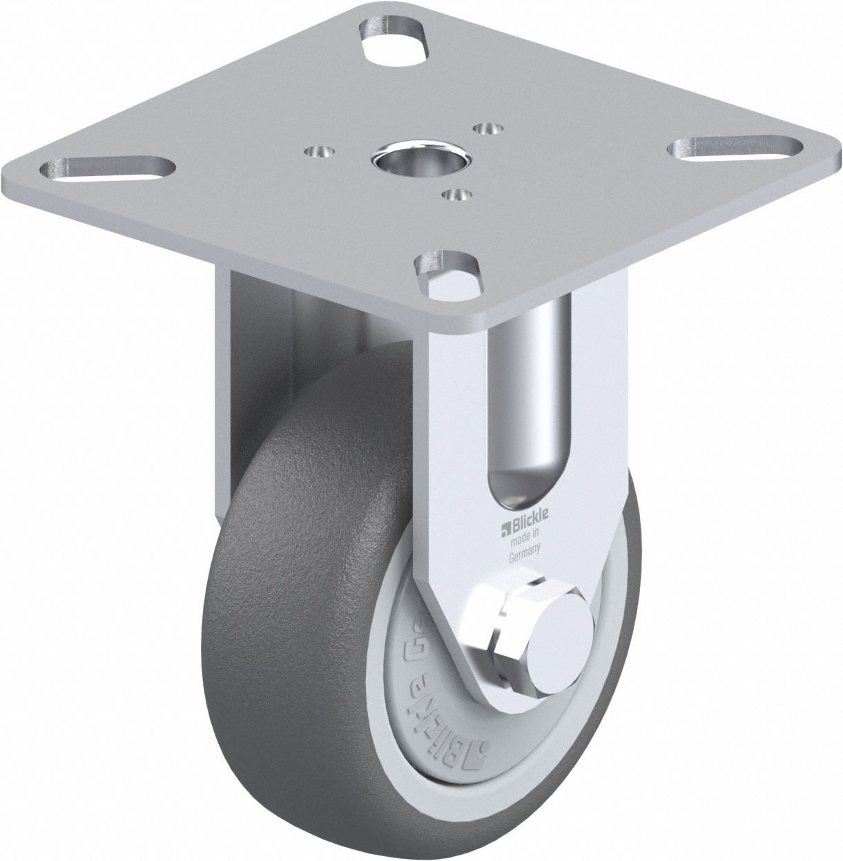 Plate Caster: Rigid, No Brake, Polyurethane, 51 mm Wheel Dia, 19 mm Wheel Wd, Slot