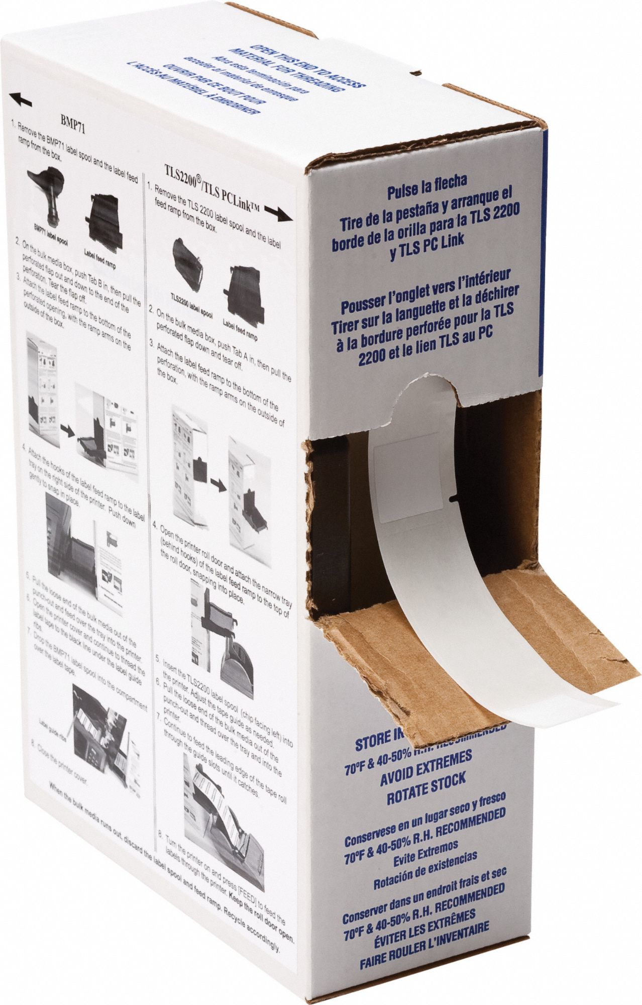 Wraparound Label: 4 in x 1 in, 1 in, Vinyl, White (Matte), For 1 AWG to 500 kcmil Wire Gauge