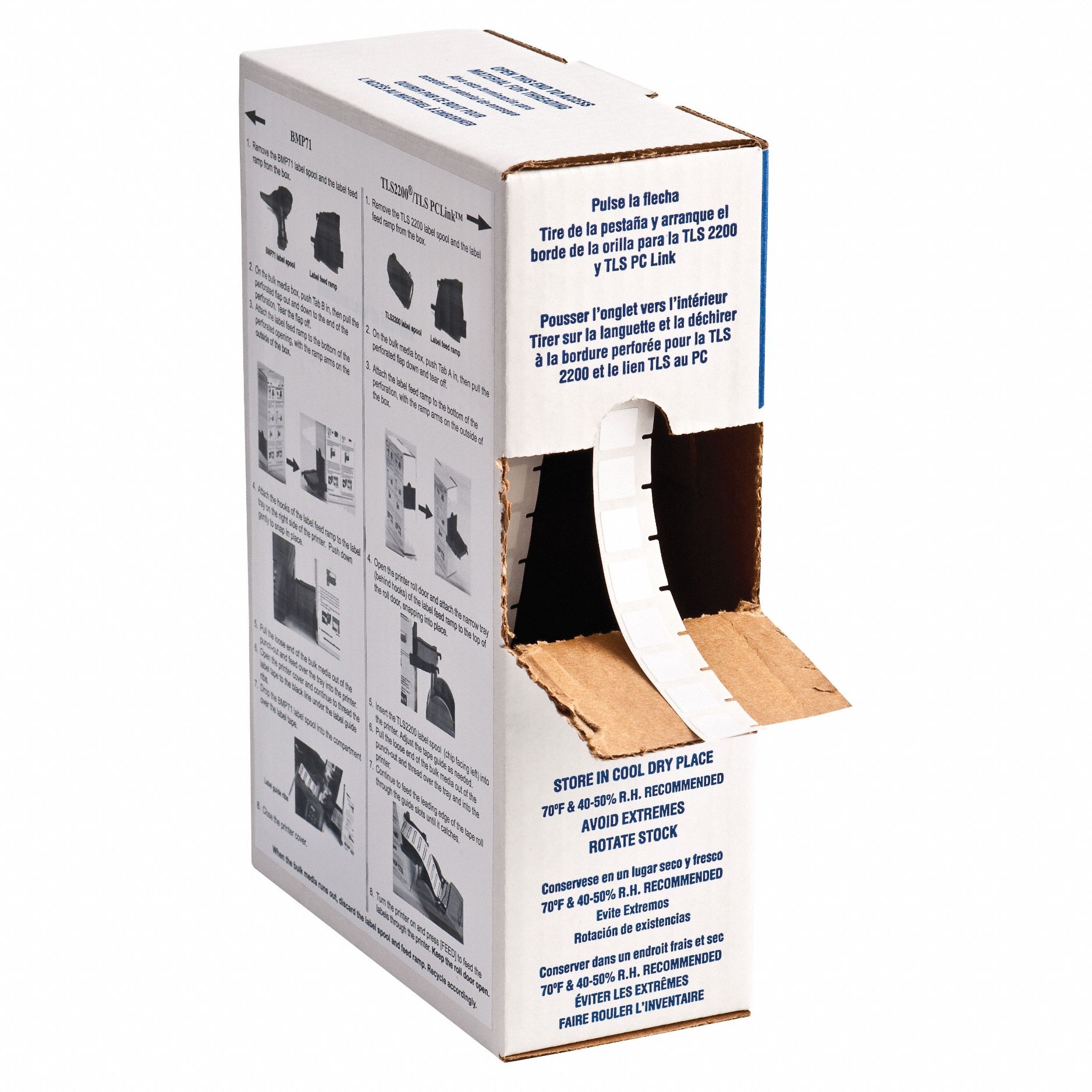 Pre-Cut Label Stock Roll: 1/2 in x 1/2 in, 1/2 in x 1/2 in, Polyester, White (Gloss), -94°F to 230°F