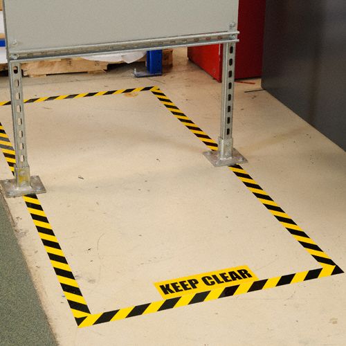 BRADY Floor Marking Tape Gen Purpose, Striped, Black/Yellow, 3 in x