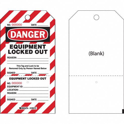 Danger Tag: Danger, Equipment Lockout Out, Paper, Write-On Surface, English, Danger, Tag