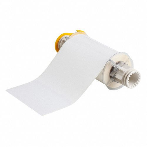 Continuous Label Stock: 6 in x 50 ft, Polyester, White (Gloss), Indoor/Outdoor
