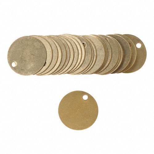 Blank Round Tag, Brass, 1 1/2in dia, PK25
