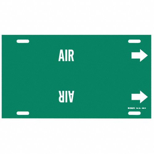 Pipe Marker: Air, Green, White, Fits 8 to 9 7/8 in Pipe O.D., 1 Pipe Markers, With Arrows