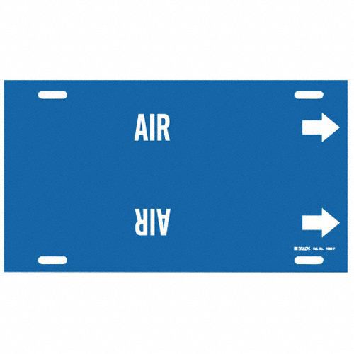 Pipe Marker: Air, Blue, White, Fits 6 to 7 7/8 in Pipe O.D., 1 Pipe Markers, With Arrows