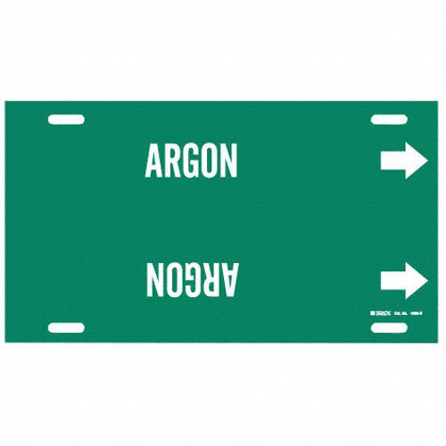 Pipe Marker: Argon, Green, White, Fits 8 to 9 7/8 in Pipe O.D., 1 Pipe Markers, With Arrows
