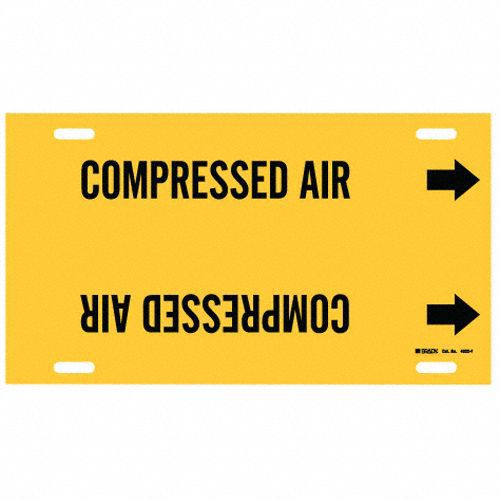 Pipe Marker: Compressed Air, Yellow, Black, Fits 6 to 7 7/8 in Pipe O.D., 1 Pipe Markers