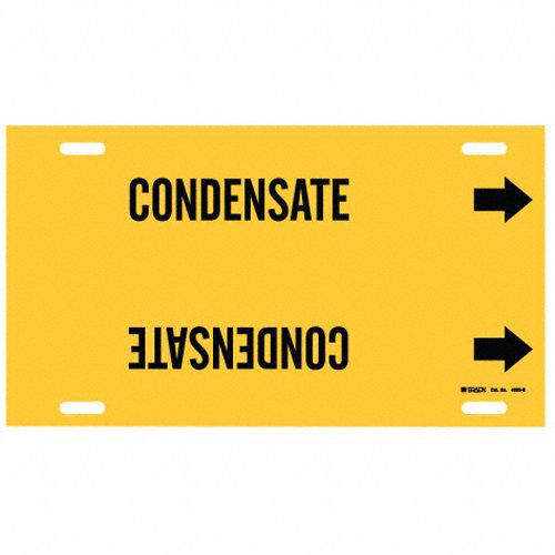 Pipe Marker: Condensate, Yellow, Black, Fits 8 to 9 7/8 in Pipe O.D., 1 Pipe Markers, With Arrows