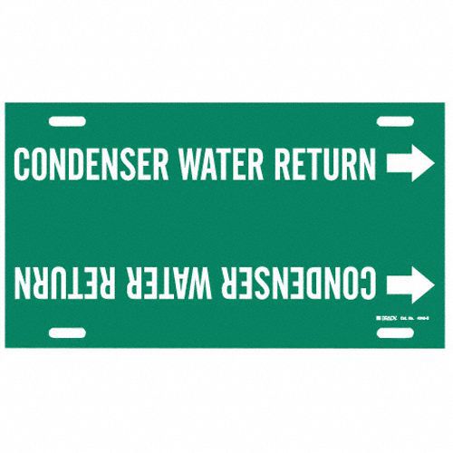 Pipe Marker: Condenser Water Return, Green, White, Fits 8 to 9 7/8 in Pipe O.D., 1 Pipe Markers