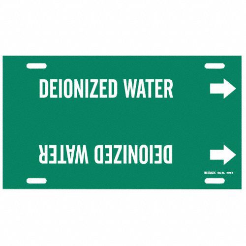 Pipe Marker: Deionized Water, Green, White, Fits 10 to 15 in Pipe O.D., 1 Pipe Markers, With Arrows