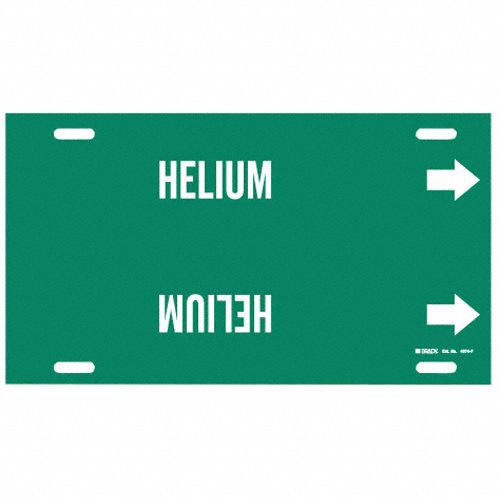Pipe Marker: Helium, Green, White, Fits 6 to 7 7/8 in Pipe O.D., 1 Pipe Markers, With Arrows