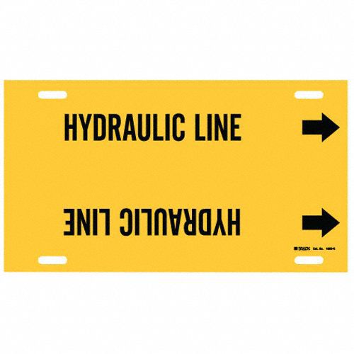 Pipe Marker: Hydraulic Line, Yellow, Black, Fits 8 to 9 7/8 in Pipe O.D., 1 Pipe Markers