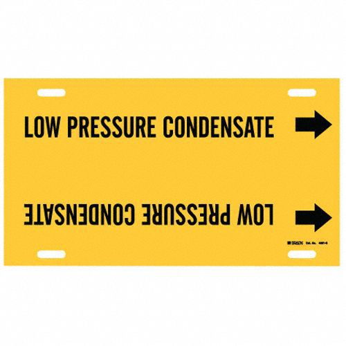 Pipe Marker: Low Pressure Condensate, Yellow, Black, Fits 8 to 9 7/8 in Pipe O.D., 1 Pipe Markers