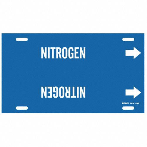 Pipe Marker: Nitrogen, Blue, White, Fits 8 to 9 7/8 in Pipe O.D., 1 Pipe Markers, With Arrows
