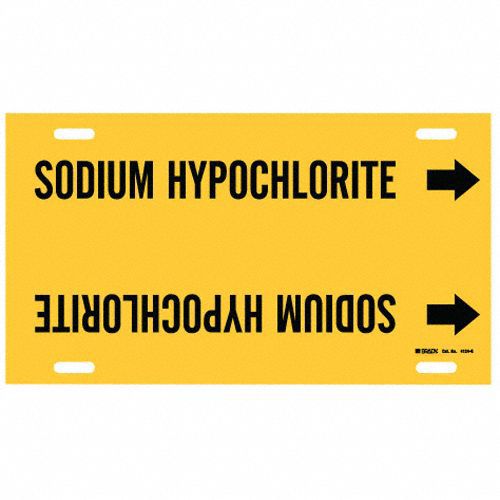 Pipe Marker: Sodium Hypochlorite, Yellow, Black, Fits 8 to 9 7/8 in Pipe O.D., 1 Pipe Markers